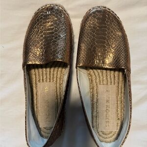 Jack Rogers Metallic Brown Snakeskin Loafers size 8